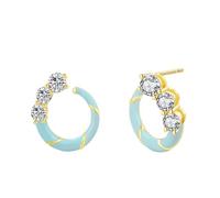 Ohrringe Damen Gold, Ohrhänger Silber 925 Geometrisch mit Zirkonia Damen Geschenk