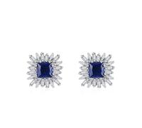 Ohrringe Damen Klein, Ohrringe Silber 925 Klein Silber Blau Vintage Blume mit Blau Zirkonia
