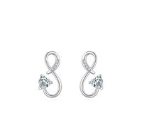 Ohrringe Gold Set 925, Ohrringe Silber Klein Geometrisches Herz mit Weiß Zirkonia Geschenk Hochzeit