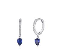 Ohrringe Hängend Klein, Ohrringe Silber 925 Set Silber Blau Altmodisch, Wassertropfen mit Blau Zirkonia