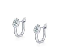 Ohrringe Hochzeit, Ohrringe Silber Creolen Klein Set Wassertropfen mit Weiß Zirkonia 925 Silber