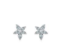 Ohrringe Hochzeit Silber, Damen Ohrringe 925 Silber Blume mit Tropfenschliff Weiß Zirkonia