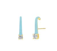 Ohrringe Hochzeitstag, Earrings Boho Gold Blau Geometrischer Solitär 925 Silber Geschenk 18 Geburtstag Mädchen