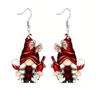 Ohrringe Hund Silber 925 Christmas Gnome Acrylic Earrings Set And Fun Holiday Fashion Accessories Decorations Videospiel Ohrringe (Wine, One Size)