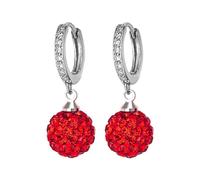 Ohrringe Mädchen Ohrstecker Vintage Kristall Tropfen baumeln Ohrringe Leverback Ohrringe Silber Tropfen Ohrringe Strass Runde Ohrringe Schmuck für Frauen und Mädchen Ohrringe Ostern (Red, One Size)