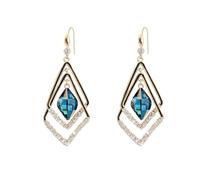 Ohrringe Mit Kugelrücken Ohrringe für Frauen, elegante rote Kristall-Doppelschicht-Ohrringe in Rautenform, geometrische Ohrringe, vielseitige rote Ohrringe Ringe Und Ohrringe Für (Blue, One Size)