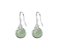 Ohrringe Regenschirm Vintage 925 Sterling Silver Jade Dangle Earrings For Women Jade Drop Earring Hook Jewelry Chinese For Her ene Schlafohrringe (Green, One Size)