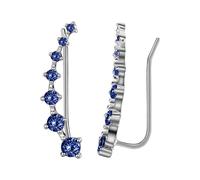 Ohrringe Rohlinge Set Ohr Manschetten 7 Kristalle Vier Sieben Stern Zirkon Schmuck Französisch Ohr Clip Silberne Herzohrringe (Blue, One Size)
