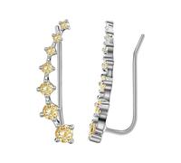 Ohrringe Rohlinge Set Ohr Manschetten 7 Kristalle Vier Sieben Stern Zirkon Schmuck Französisch Ohr Clip Silberne Herzohrringe (Gold, One Size)