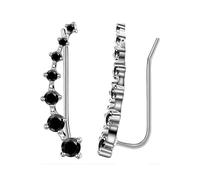 Ohrringe Rohlinge Set Ohr Manschetten 7 Kristalle Vier Sieben Stern Zirkon Schmuck Französisch Ohr Clip Silberne Herzohrringe (Black, One Size)