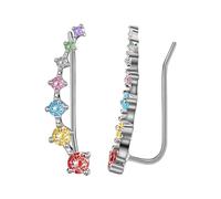 Ohrringe Rohlinge Set Ohr Manschetten 7 Kristalle Vier Sieben Stern Zirkon Schmuck Französisch Ohr Clip Silberne Herzohrringe (Purple, One Size)
