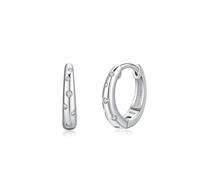 Ohrringe Set 925, Hoop Earrings Silver Rund mit Zirkonia Geschenk Hochzeit