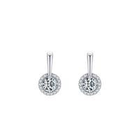 Ohrringe Set Silber Boho, Ohrklemme Silber 925 Halo-Runde mit Weiß Zirkonia Geshenke Frauen