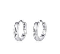 Ohrringe Silber 925 Damen, Silber Ohrringe Creolen Groß Stern mit Rundschliff Weiß Zirconia