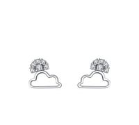 Ohrringe Silber 925 Elegant, Ohrstecker Silber Creolen Hohle Wolke mit Rundschliff Weiß Zirconia