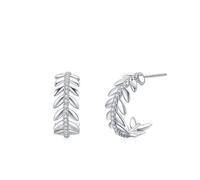 Ohrringe Silber Festlich, Ohrringe Sterling Silber 925 Blätter C-Form mit Rundschliff Weiß Zirconia