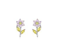 Ohrringe Silber Hängend Gothic, Earrings For Women Blume mit Gelb Zirkonia 925 Silber