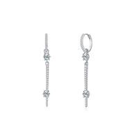 Ohrringe Silber Hängend Hochzeit, Ohrringe Damen Boho Style Geometrisch mit Zirkonia 925 Silber