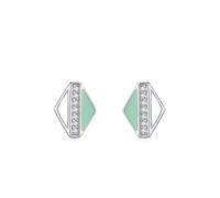 Ohrringe Silber Klein, Earrings Women Geometrische Raute mit Rundschliff Weiß Zirkonia 925 Silber