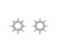 Ohrstecker Damen Sommer, Ohrringe Silber 925 Damen Silber Sonne mit Rundschliff Weiß Zirconia