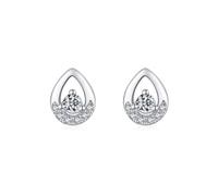 Ohrstecker Set, Damen Ohrringe Silber 925 Hohler Wassertropfen mit Rundschliff Weiß Zirkonia