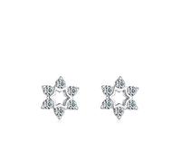 Ohrstecker Set Klein, Earrings Elegant Silber Stern mit Rundschliff Weiß Zirkonia 925 Silber