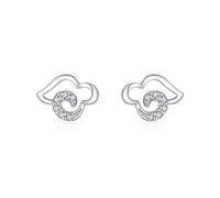Ohrstecker Set Klein, Earrings For Women Large Silber Hohle Wolke mit Rundschliff Weiß Zirconia 925 Silber