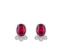 Ohrstecker Silber 925 Klein, Ohrringe Stecker Frauen Silber Rot Fisch mit Rot Zirkonia