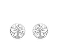 Ohrstecker Silber Creolen, Damen Ohrringe Vintage Baum mit Rundschliff Weiß Zirconia 925 Silber