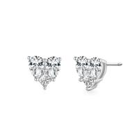 Ohrstecker Silber Set, Ohrringe Set 925 Silber Herz mit Weiß Zirkonia Geschenk 18 Geburtstag Mädchen