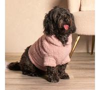 OHS Felpe con cappuccio per cani di taglia media, in pile orsacchiotto, super morbido, caldo, comodo, vestibilità media, pullover con cappuccio per cani, rosa cipria