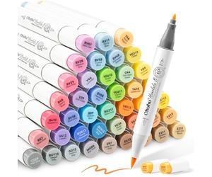 Ohuhu Honolulu B - Set di 48 pennarelli a doppia punta e punta fine, a base di alcool, per artisti, manga con borsa per il trasporto per la colorazione, illustrazione di adulti, Honolulu B