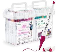 Ohuhu markers, 94+2 colori Pennello e scalpello con doppia punta per pennarelli ad alcool per artisti studenti Colorare Disegnare Schizzare Progettazione Architettonica del Paesaggio Anime e Manga