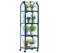 Ohuhu Mini Serra Portatile per Interni ed Esterni, Piantina Verde in Plastica con Ruote di Bloccaggio, Copertura Resistente, Ideale Regalo Giardinaggio per Donne