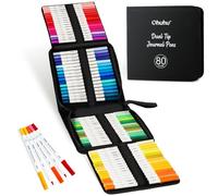 Ohuhu Pennarelli 80 Doppia Punta Pennello & Fineliner per Bullet Journals | Doppia Punta per Ombreggiatura Fusione & Dettaglio Inodore & Non Tossico Ideale per Libri Colore Calligrafia Disegno