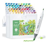 Ohuhu - Pennarelli a base alcolica: Mini pennello e punta larga sottile, 60 colori paesaggistici, doppia punta, punta a pennello, per artisti, adulti, colorazione, illustrazione - Ricaricabili - Serie