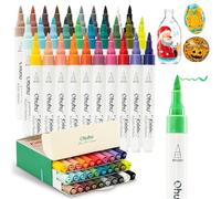Ohuhu Pennarelli Acrilici, 30 colori acrylic marker con punta a pennello, alta coprenza, resistenti all'acqua e alla luce, con anima in cotone, per roccia, uova di Pasqua, legno, vetro, ceramica
