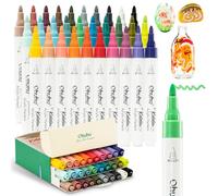 Ohuhu Pennarelli acrilici con anima in cotone: 30 colori ad alta capacità, con punta a proiettile, copertura superiore, impermeabili, per pittura su roccia, uova di Pasqua, legno, vetro, ceramica