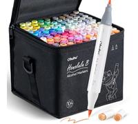 Ohuhu Pennarelli ad Alcool 104 Colori, Pennarelli da Disegno Doppia Punta (Pennello e Punta Fine), Pennarelli per Artisti Adulti Colorazione e Illustrazione, 1 Miscelatore Omaggio