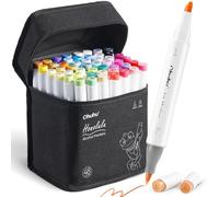 Ohuhu Pennarelli ad Alcool 48 Colori, Pennarelli da Disegno Doppia Punta (Pennello e Punta Fine) per Pennarelli per Artisti Adulti Colorazione e Illustrazione, 1 Miscelatore Omaggio