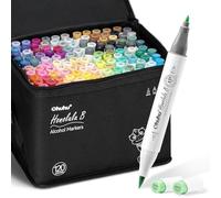Ohuhu Pennarelli ad alcool con punta a pennello, set di pennarelli artistici a doppia punta per artisti e adulti, illustrazioni da colorare - 120 colori - pennello e scalpello a doppia punta -