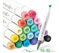 Ohuhu Pennarelli Alcol 24 Colori Base Pennello & Scalpello per Schizzi