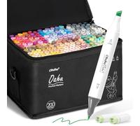 Ohuhu Pennarelli Colore 200 Scalpello & Fine Alcol Set Arte per Disegno