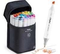 Ohuhu - Pennarelli indelebili, 40 colori, doppia punta, per schizzi, evidenziatori, con custodia per il trasporto