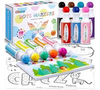 Ohuhu Pennarelli per bambini 12 colori super lavabili (40 ml) con libro di attività in bianco di 30 pagine - Penne Bingo a punta tonda di sicurezza non tossica per la scuola dell'infanzia