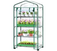 Ohuhu Serra piccola in pellicola di alta qualità con ruote di bloccaggio, pellicola con 4 ripiani, serra salvaspazio per balcone, giardino, 69 x 48 x 162 cm, trasparente