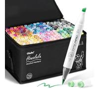 Ohuhu Set di 216 pennarelli colorati d'arte, punta doppia, pennello e scalpello artista, studenti, per schizzo, colorazione per adulti, calligrafia