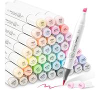 Ohuhu Set di 48 Pennarelli Colorati Pastel, Punta doppia, Pennarello e Pennarello Marcatore per Artisti Studenti Pennarelli per Schizzi Pennarelli per Adulti Calligrafia Disegni e Illustrazioni