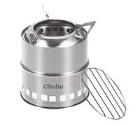 Ohuhu stufa da campeggio, stufa a razzo, in acciaio inox, leggera, stufa a legna e alcool, portatile per cucina all'aperto, picnic, barbecue, escursionismo, con borsa a rete (B)