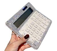 Ohulelks Calcolatrice con Cristalli di Strass, Calcolatrice da Tavolo Standard con Display LCD, Calcolatrice Lucida A Batteria e A Energia Solare
